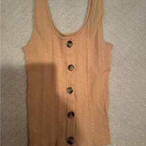 Women's Button-Front Tank Top - Camel